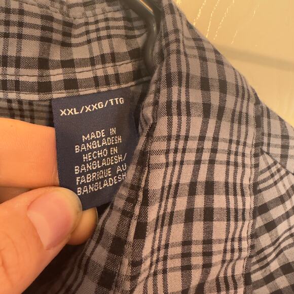 Wrangler Men’s Pearl Snap Plaid Western Short Sleeve Shirt Size XXL Black Gray - Picture 4 of 6